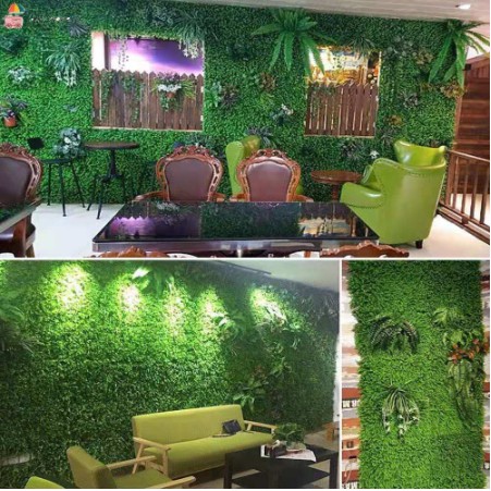 หญ้าเทียม พร้อมส่ง!!![ถูกที่สุด]แผงหญ้าเทียมติดผนัง แผ่นหญ้าเทียมติดกำแพง แผงหญ้าปลอมตกแต่ง แผงใบไม้ปลอม 40*60cm