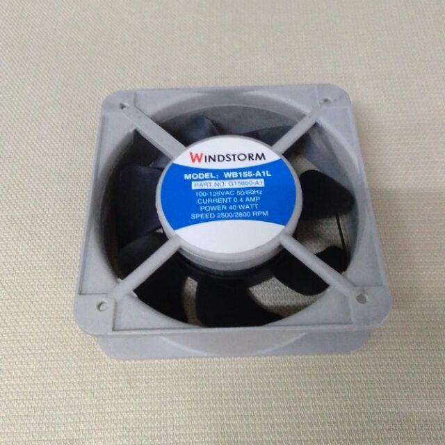 WINDSTORM WB155-A1L-G พัดลมระบายความร้อนตู้คอนโทรล , สี่เหลี่ยม 6" , 110V