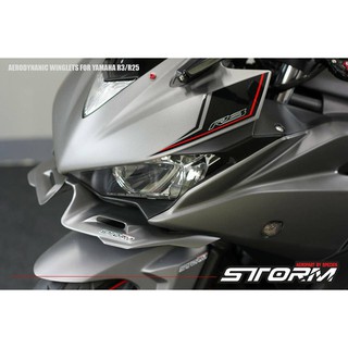 STORM วิงเล็ต Winglets ปีกใต้ไฟหน้าแต่ง สำหรับรถ yamaha R3 และ R25 ผลิตด้วย FIBER GRASS ที่แข็งแรงทนทาน ปีกแต่งไฟหน้า