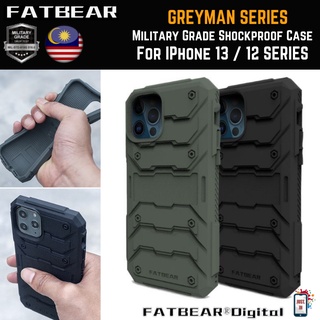 Fatbear GREYMAN เคสโทรศัพท์มือถือ กันกระแทก ป้องกันเต็มเครื่อง ลายทหาร สําหรับ iPhone 13 12 11 Pro Max Mini