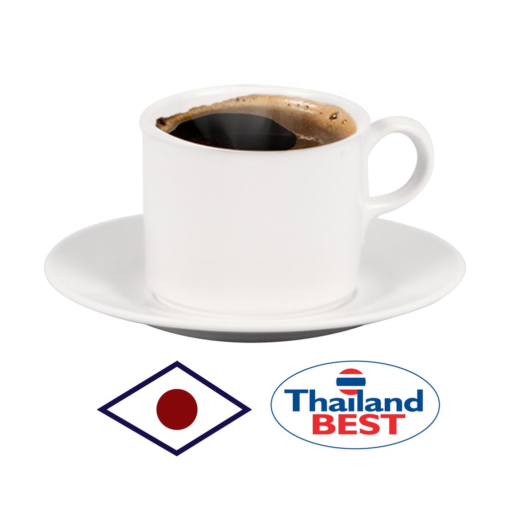 แก้วกาแฟ+จานรอง แพ็ค6ชุด/ ชุดละ47 เมลามีนแท้100% Made in Thailand