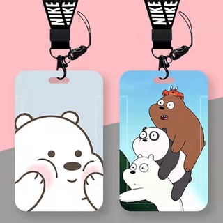 *พร้อมส่ง* กระเป๋าใส่นามบัตร ลายการ์ตูน We Bare Bears พร้อมสายคล้อง สําหรับนักเรียน