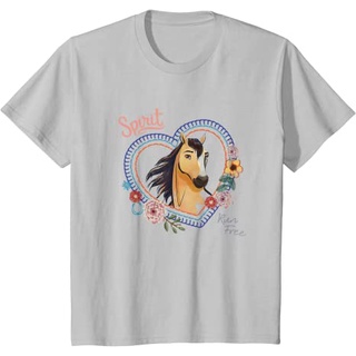 เสื้อยืดพิมพ์ลายเสื้อยืดเสื้อยืด พิมพ์ลาย Dreamworks Spirit Riding Free Dreams สําหรับผู้ชายS-4XL