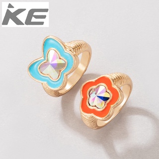 Jewelry Symphony laser diamond ring set Geometric irregular drip ring two-piece set for girls