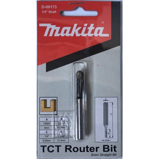 ดอกเร้าเตอร์ ทริมเมอร์ 6 มม. แกน 1/4" Makita D-09173 TCT Router Bit