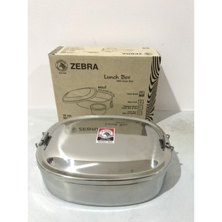 Zebra กล่องข้าวเหลี่ยม 1 ชั้น สแตนเลส ตราหัวม้าลาย ขนาด 16 ซม.