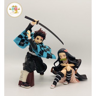 Kimetsu no yaiba figure model tanjiro nezuko demon slayer ดาบพิฆาตอสูร ทันจิโร่ เนสึโกะ ฟิกเกอร์ โมเดล ของเล่น 🇨🇳