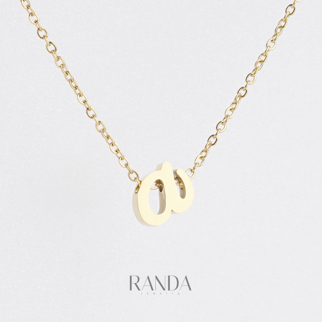 Randa สร้อยคอตัวอักษร สีทอง ตัวเขียน A-M สแตนเลส เลือกความยาว DIY มินิมอล ไม่ลอกไม่ดำ ลงทะเล โดนน้ำหอมได้
