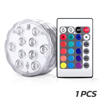 ไฟใต้น้ำ ไฟ RGB 10 LED กันน้ำ IP68 ตกแต่งในสระว่ายน้ำ ไฟปาร์ตี้ พร้อมรีโมท แบบ1ชิ้น และ 4 ชิ้น ไฟตู้ปลา Superlight