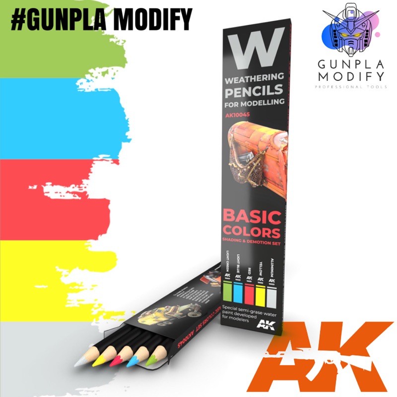 AK INTERACTIVE ชุดดินสอทำเวเทอริ่ง Weathering Pencil For Modeling (Basic Color)