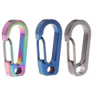 ★yong♣  Titanium Alloy Carabiner Keychain Spring Flat Hole D Flashlight Buckle EDC Tool