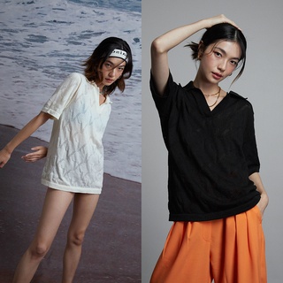 maison KEEPS Reo Knitted Blouses เสื้อโปโลไหมพรม ทอฉลุโลโก้