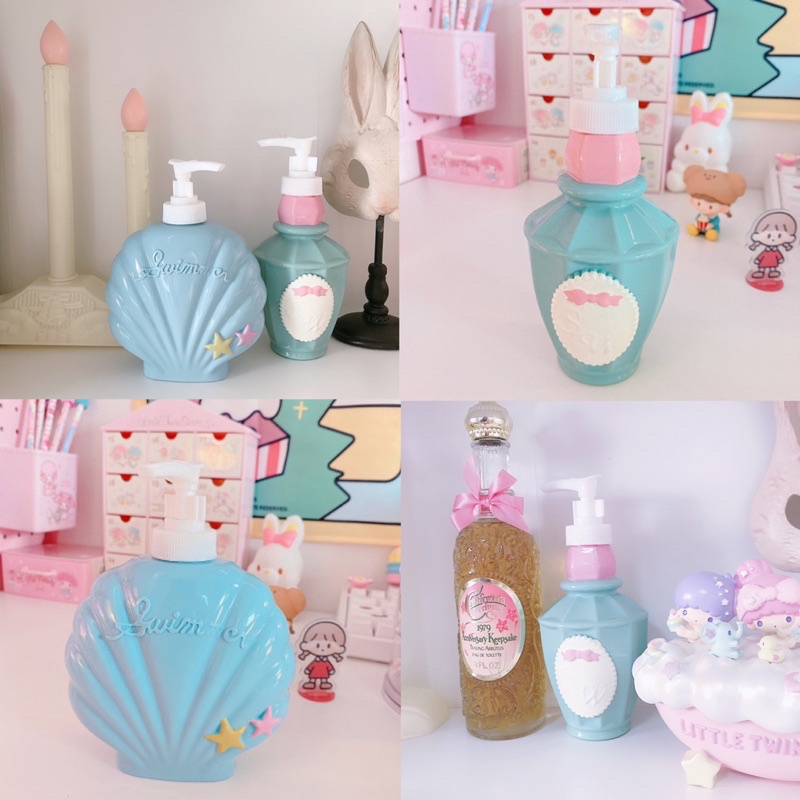 พร้อมส่งจากไทย💖ขวดปั๊มเจ้าหญิง ขวดปั๊มลายเปลือกหอย ขวดใส่ครีมอาบน้ำ