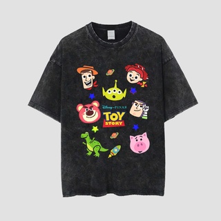 เสื้อยืดผ้าฝ้ายพิมพ์ลายแฟชั่น เสื้อยืด ขนาดใหญ่ พิมพ์ลาย Disney Toy Story สไตล์วินเทจ | เสื้อยืด พิมพ์ลาย Toy Story