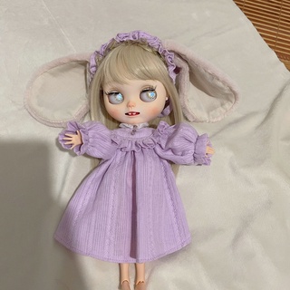 Blythe Kurhn Ob24 Azone 19 Joint Body ชุดนอนตุ๊กตาชุดนอนตุ๊กตากระต่ายสองชิ้น