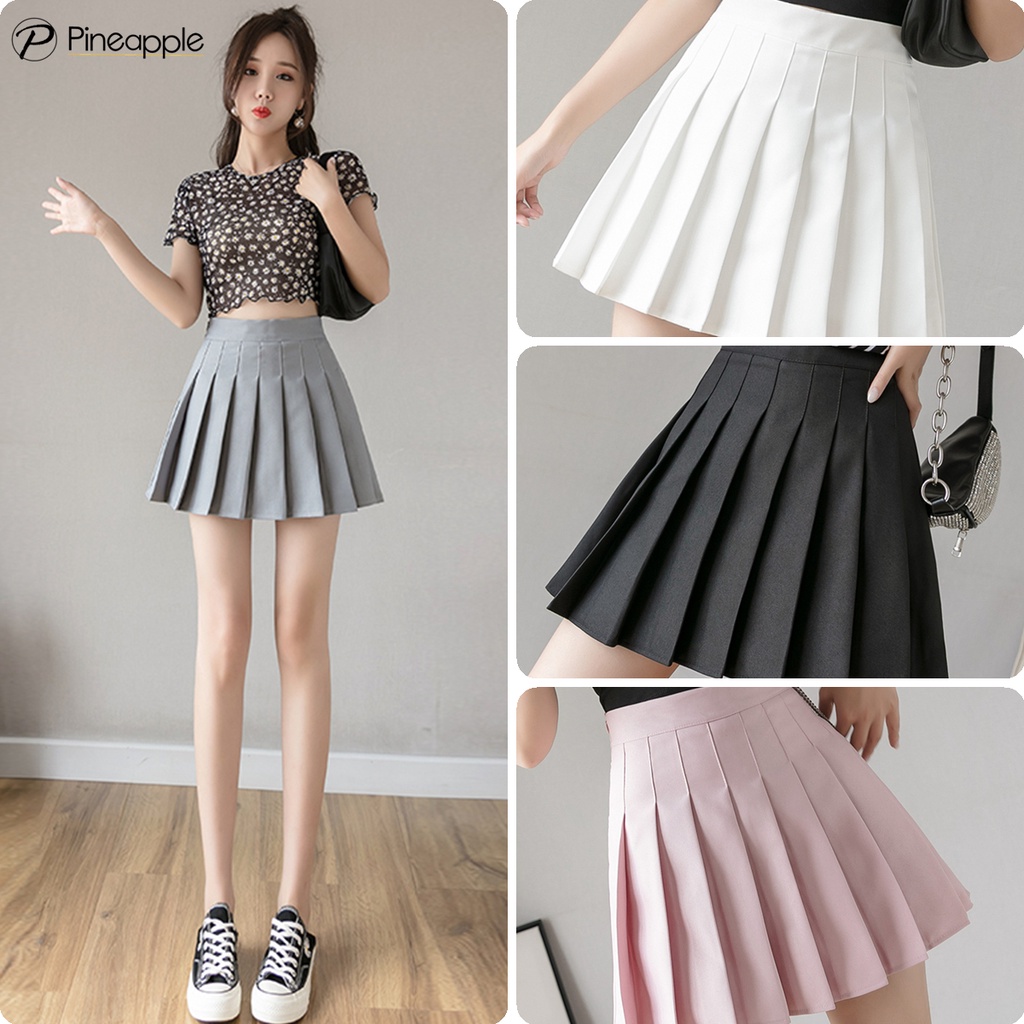 0323 พร้อมส่งจากไทย กระโปรงเทนนิส กระโปรงทรงเอ Solid color pleated skirt ราคา ถูกที่สุด ดีลบีเคเค รูปภาพหลัก