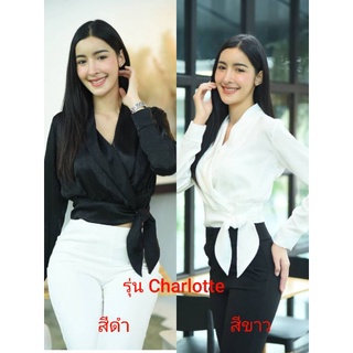 เสื้อทำงานผู้หญิง หรูหรา ด้วยผ้าซาติน เครป ไซส์ M อก 34-38 งานดี ผ้าแพง รุ่น Charlotte