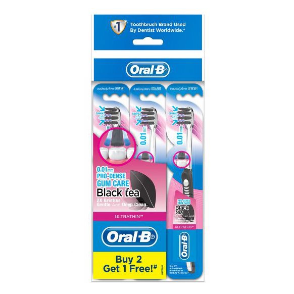 Oral-b UltraThin Pro Dense Gum Care แปรงสีฟันชาดํา 3s