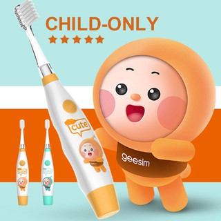 แปรงสีฟันไฟฟ้าสำหรับเด็ก(Childrens electric toothbrush)การสั่นสะเทือนของโซนิคเป็ดน้อยสีเหลืองกันน้ำและกันน้ำ