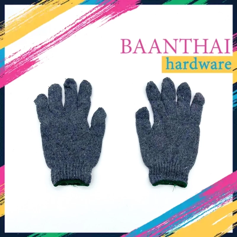 ถุงมือผ้าฝ้าย อย่างหนา 12คู่ สีขาว/สีเทา thumbnail 5