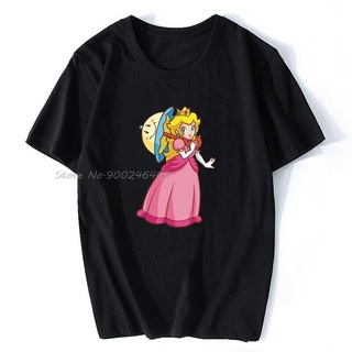 [100% Cotton] เสื้อยืด ผ้าฝ้าย พิมพ์ลายการ์ตูนพีช สีดํา สไตล์เจ้าหญิง แฟชั่นสําหรับผู้ชาย และผู้หญิง