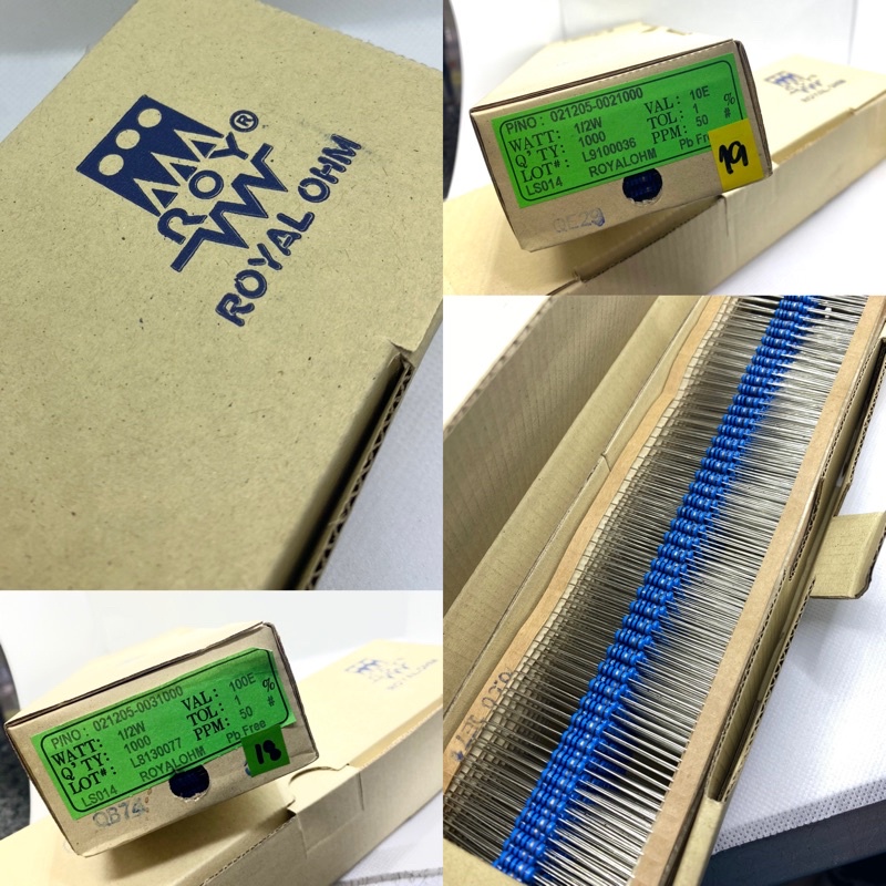 [จำนวน 100ตัว] Resistor ตัวต้านทาน R ½W. 1% ยี่ห้อ Royal Ohm