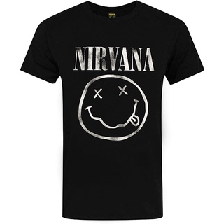 เสื้อยืด พิมพ์ลายโลโก้ Nirvana Band สีขาว