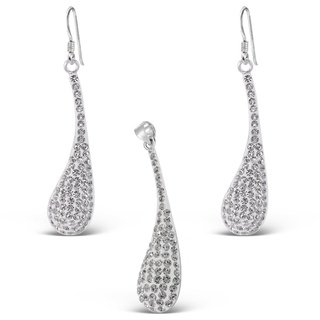 SILVER THAI  925 STERLING SILVER CRYSTAL FANCY JEWEL SET 925เครื่องประดับเงินแท้ต่างหูเงินแท้925 เงินสเตอร์ลิงคริสตัลแ