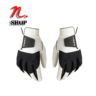 ถุงมือกอล์ฟที่ทนทาน จำหน่ายเป็นคู่ INESIS WOMENS GOLF PAIR OF RESISTANCE GLOVE WHITE AND BLACK