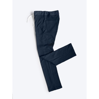 [JBB*] NAVY BLUE SWEAT PANTS WITH CUFFS เจบีบี กางเกงขายาว กางเกงขายาวลำลอง กางเกงขายาวผ้ายืด คอตตอน สีน้ำเงิน