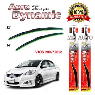 ใบปัดน้ำฝนทรง Aero Dynamic (Diamond eye) ขนาด 14" 22" นิ้ว สำหรับ VIOS 2007-2012 จำนวน 1 คู่