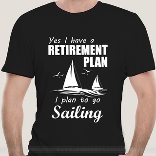 เสื้อยืดวินเทจเสื้อยืดแขนสั้น ผ้าฝ้าย พิมพ์ลายเรือใบ I Plan To Go Sailing สําหรับผู้ชายS-5XL