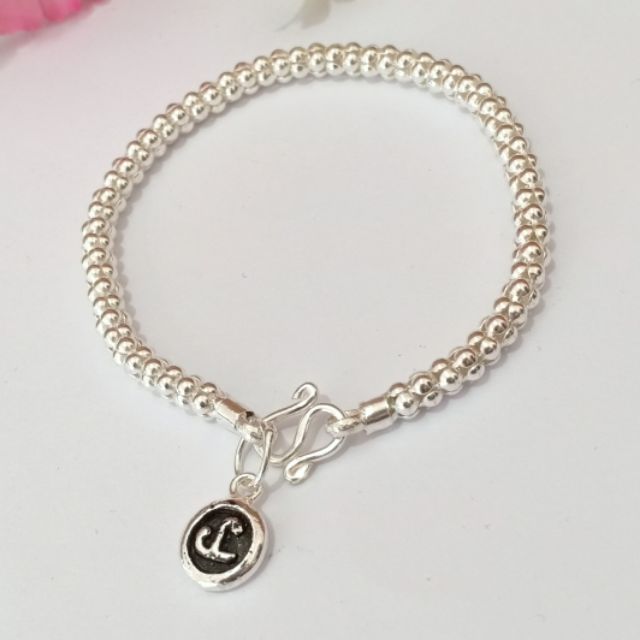 สร้อยข้อมือเงินแท้92.5 ลายดอกโปร่ง สร้อยมือนะโม รุ่นศรีวิชัยพ.ศ2547 เข้าพิธีปลุกเสกเรียบร้อย