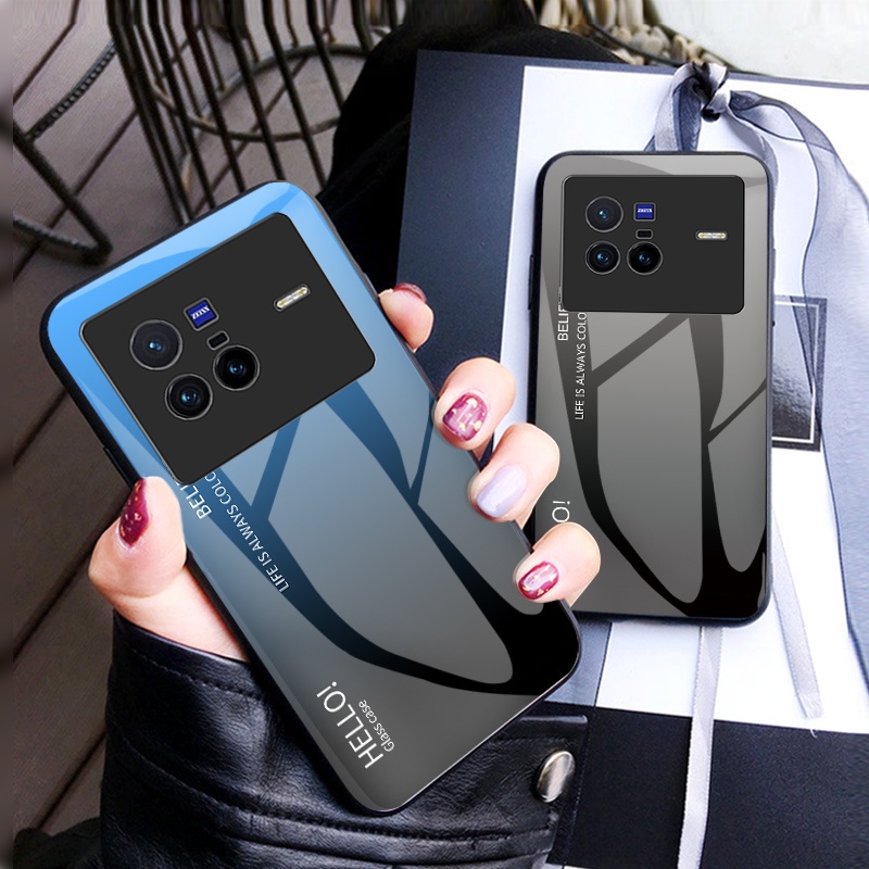 Vivo X80 Pro Casing Vivo X80 X80 Pro Case Gradient Tempered Glass Back Cover Phone Case