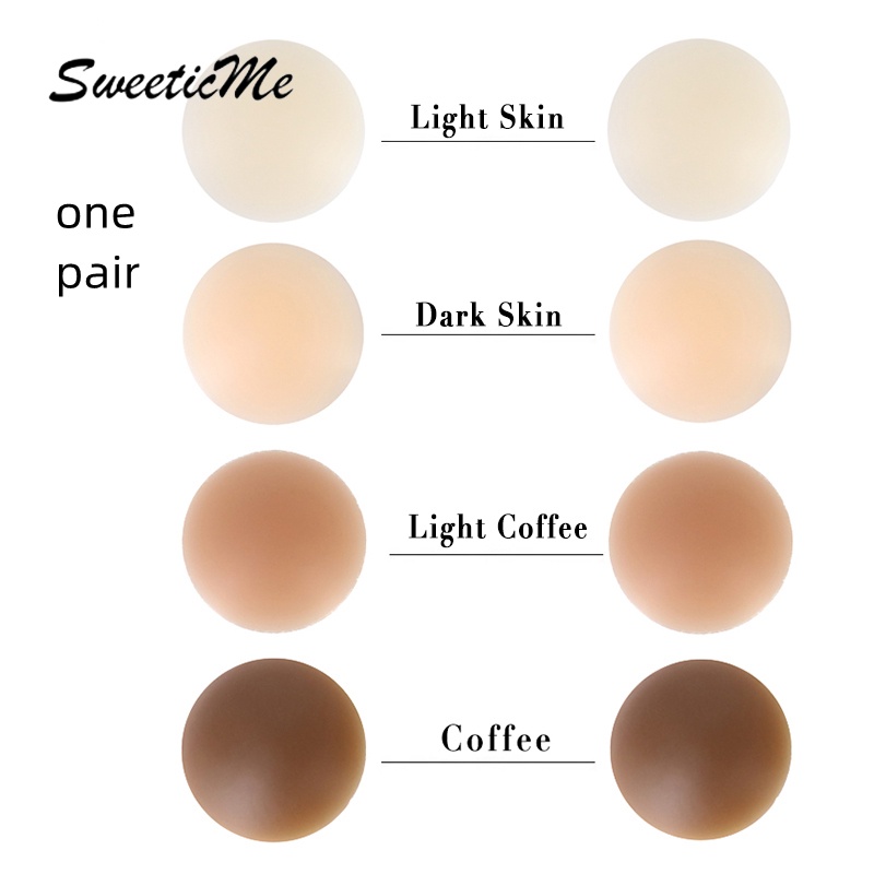 SweeticMe 1 แพ็ค Ultra Thin Reusable หัวนมสติกเกอร์สำหรับผิวสีน้ำตาล กาวซิลิโคน Pasties ที่มองไม่เห็น Bra Boob Tape สติกเกอร์หัวนม