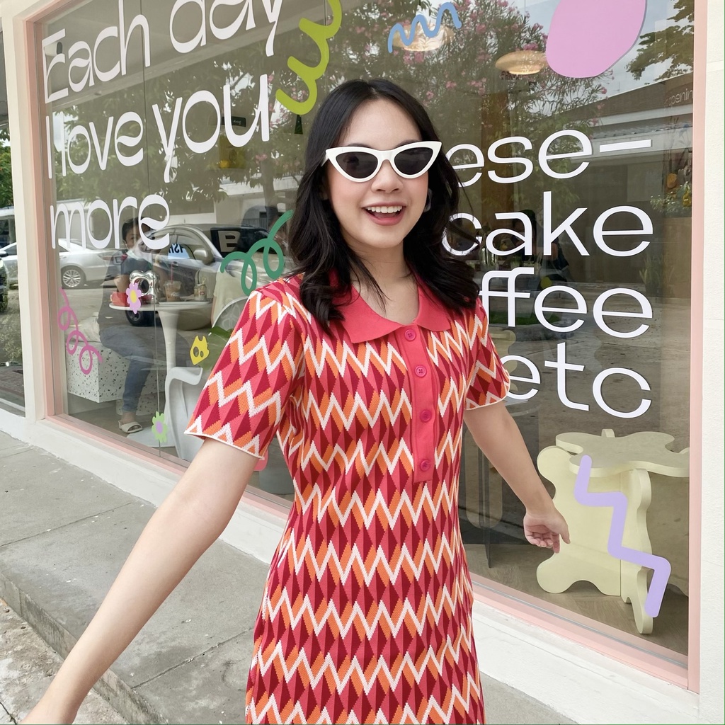 MAUVE - Kiko dress🍂 ชุดเดรสไหมพรม สีสันน่ารักสดใส สไตล์สาวญี่ปุ่น