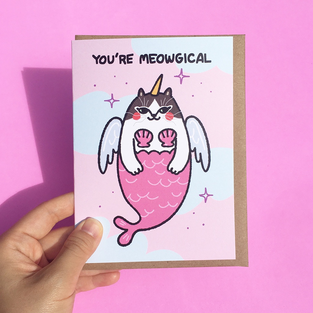การ์ดวันเกิด You're Meowgical การ์ดลายน่ารัก การ์ดบอกรัก ลายแมว | funny cat birthday card, happy bir