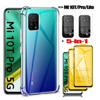 5-in-1,case for mi 10 t pro xiaomi 10t 5G soft shockproof silicone phone cases mi10t pro xiaomi 10t lite glass cover mi 10t case