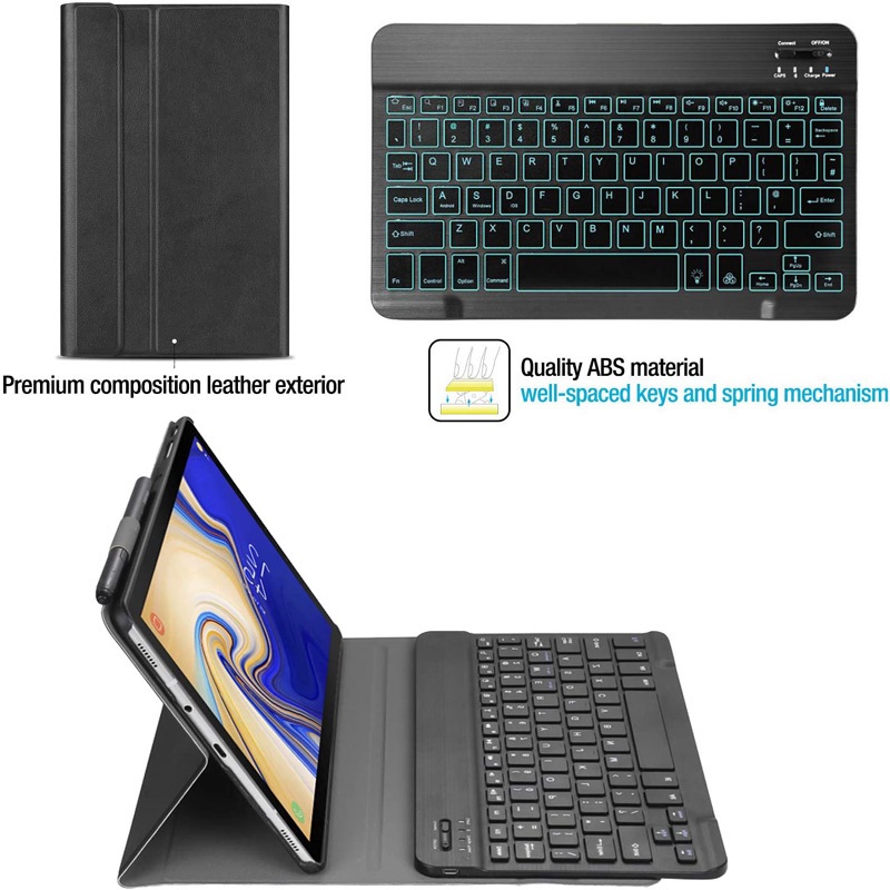 7color backlit Wireless Bluetooth Keyboard Case for Samsung Galaxy Tab