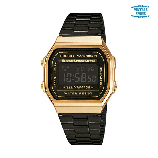 นาฬิกาคาสิโอ Casio Standard Digital Vintage Black-Gold A168WEGB-1BEF