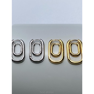 [all silver 925] hoo.stores Classy UU Hoop (Rhodium plated/ 18k Gold plated) ต่างหูห่วงเงินแท้ s925 ต่างหูห่วงตัวยูใหญ่