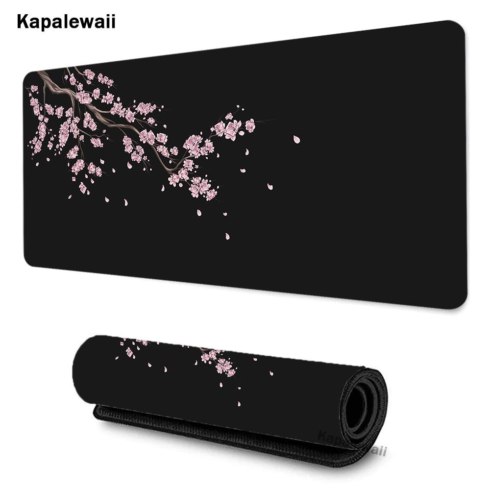 ซากุระสีดําและสีขาว Cherry Blossom Mousepad ที่กําหนดเองแป้นพิมพ์คอมพิวเตอร์ pad เสื่อโต๊ะแล็ปท็อปพรมนุ่ม XXL เสื่อโต๊ะแผ่นรองเม้าส์