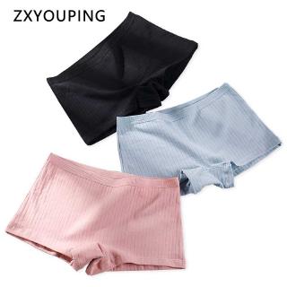 seamless cotton women panties mid waist boyshort anti-glare safety pants solid color