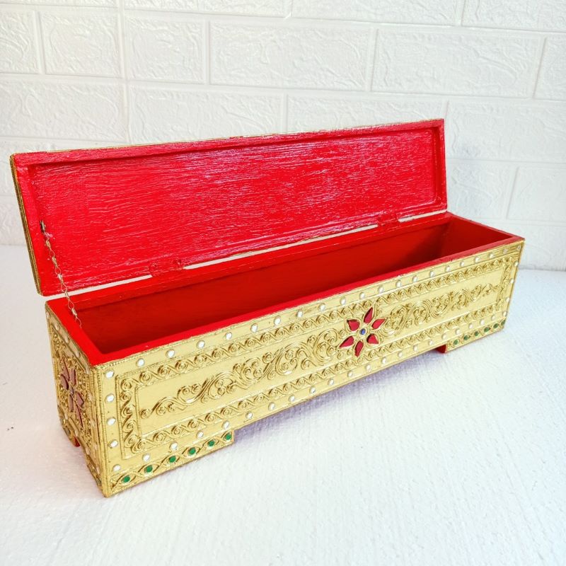 หีบเก็บพระเครื่อง หีบไม้ปิดทอง กล่องไม้ปิดทอง กล่องใส่พระคัมภีร์บาลี กล่องไม้อเนกประสงค์ หีบสมบัติ storage box chest