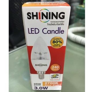 TOSHIBA SHINING หลอด LED ขั้ว E14 หลอด CANDLE 3W แสง WARM / RETRO 4W แสง WARM / ปิงปอง 3W แสง DAY / WARM