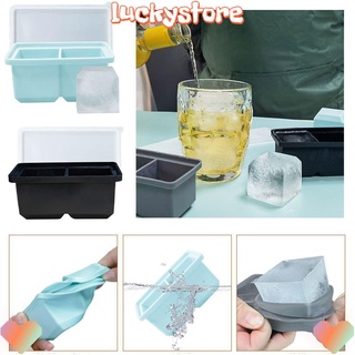 LUCKY 2-grid Ice Silica Gel Mold Home Supplies Popsicle Maker Ice Cube Make Bar Tools DIY Handmade Silicone Kitchen Accessories Square Jumbo Mould/Multicolor