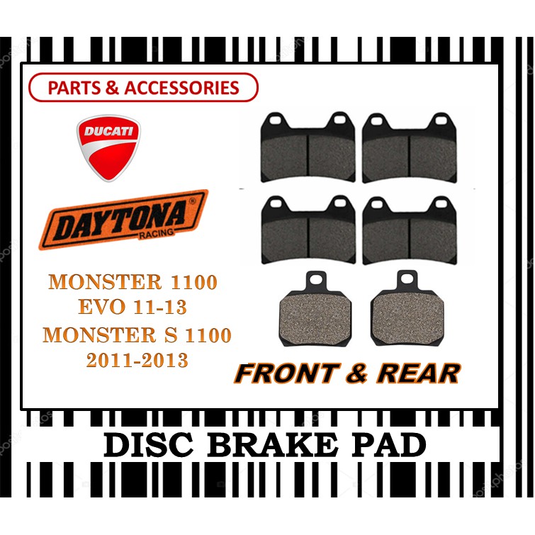 DUCATI MONSTER 1100 EVO ชุดผ้าเบรก FR0NT & REAR DAYTONA TYPE