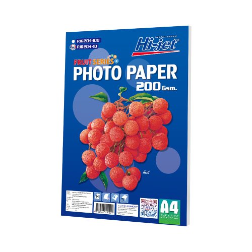 Hi-jet กระดาษโฟโต้ ผิวมัน Inkjet Fruit Series Glossy Photo Paper 200 แกรม A4 100 แผ่น