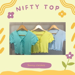 พร้อมส่ง💜Nifty top เสื้อครอปผูกโบว์ เสื้อครอป