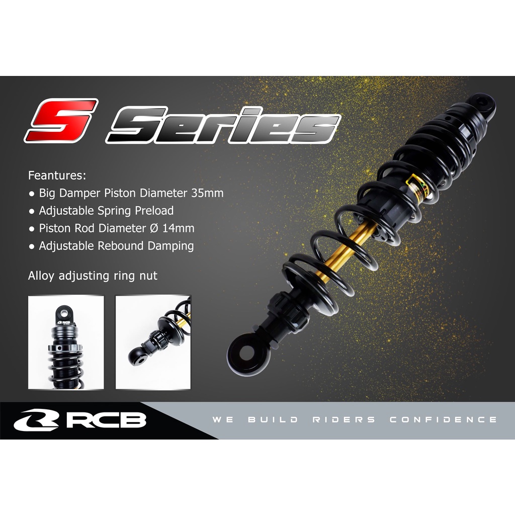 RCB โช้ค S-Series ดำแกนทอง for Honda Wave/spark115i / Finn115